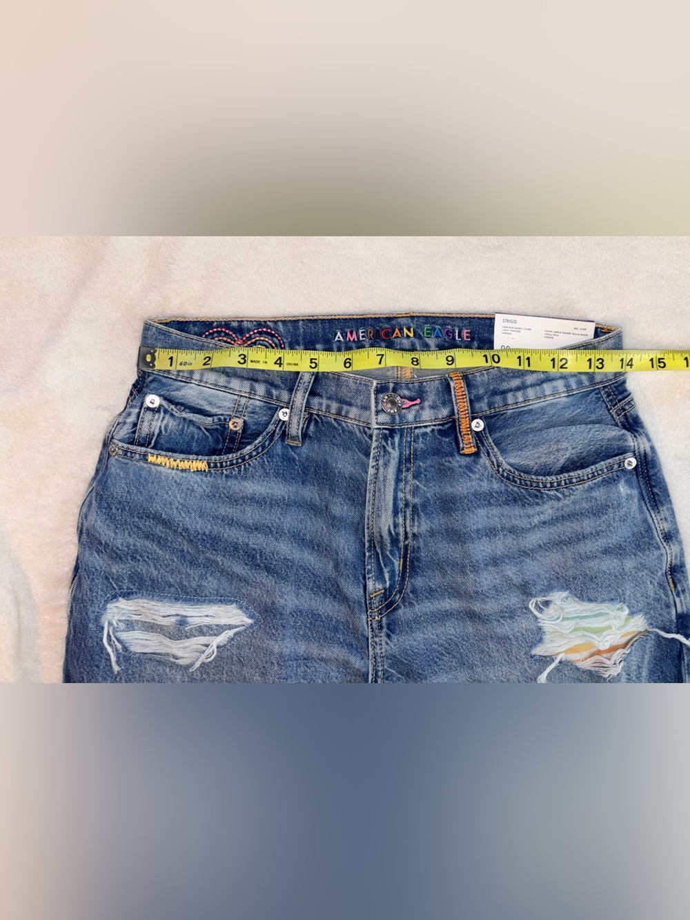 American Eagle PRIDE Low Rise Baggy Flare Jeans sz 00 NWT! ๐ - Picture 9 of 12